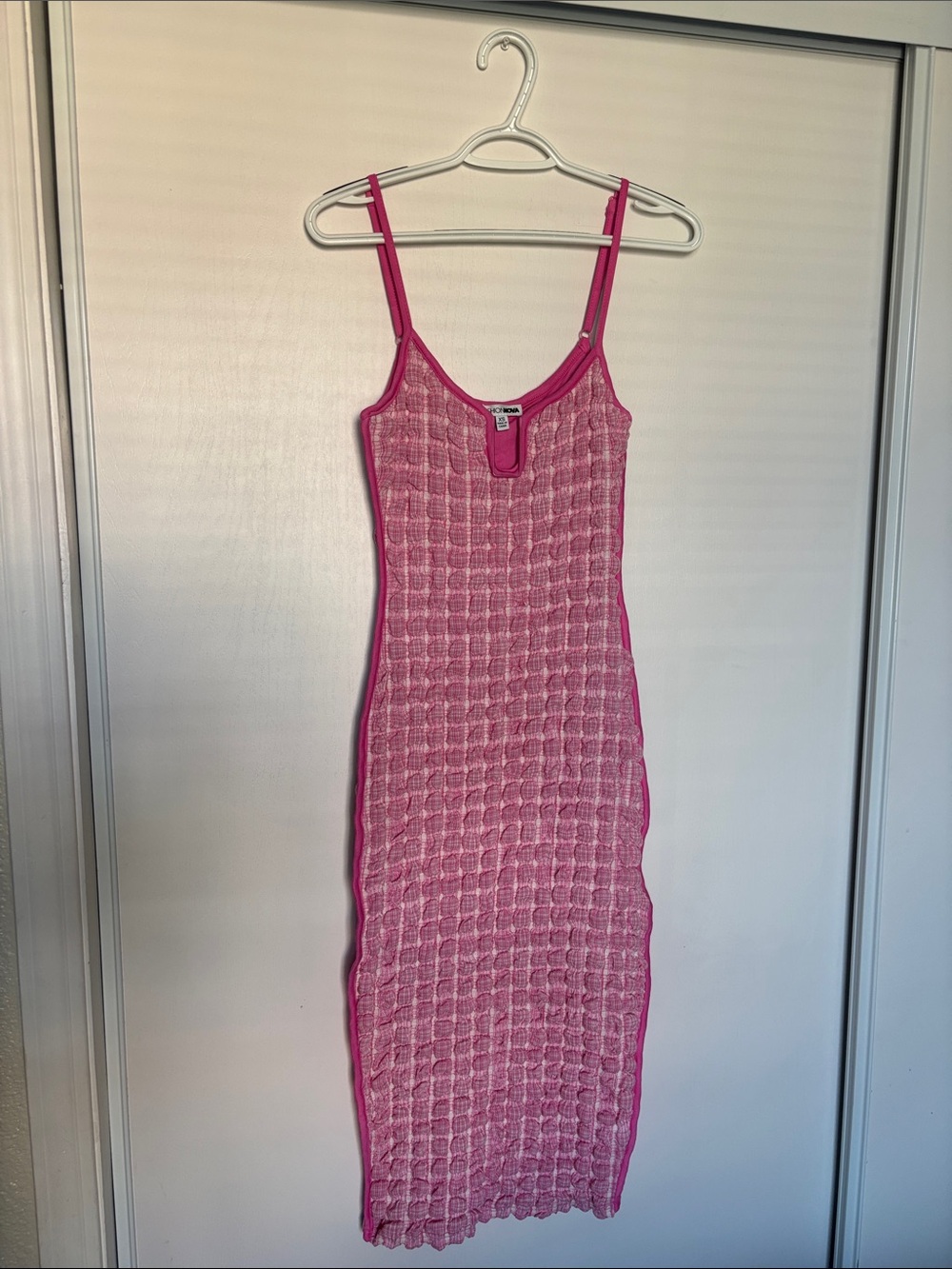 Fashion Nova Hot Pink Knit Midi Dress with Spaghetti Straps